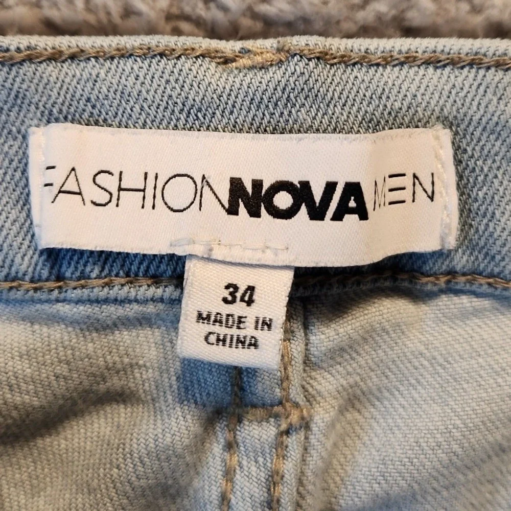 Fashion‎ Nova Jeans Mens 34 (Fits 32x31) Blue Denim Stretch 5-Pocket Straight